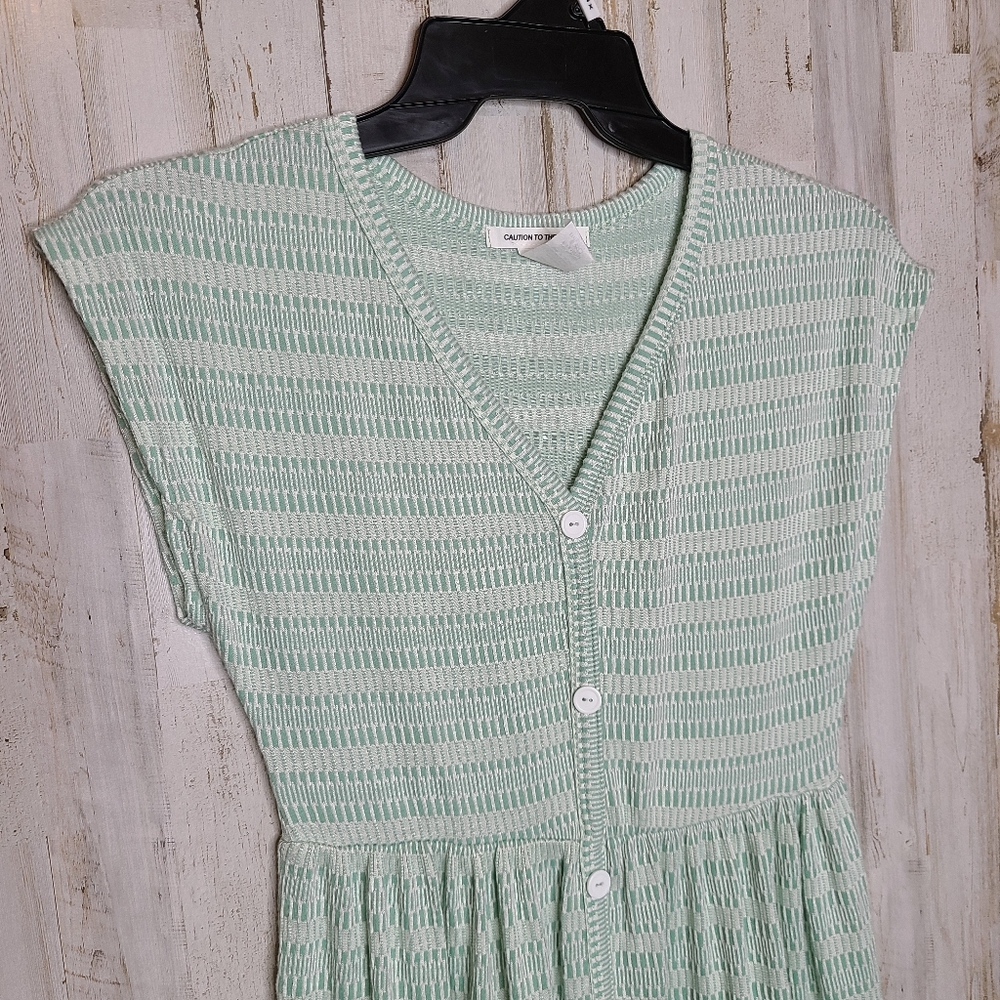 Caution To The Wind Tiered Skirt Midi Dress Aqua Blue Green Size Medium - Picture 2 of 10